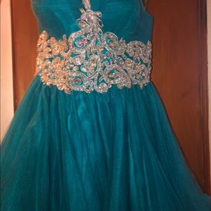 Blue shirt prom dress